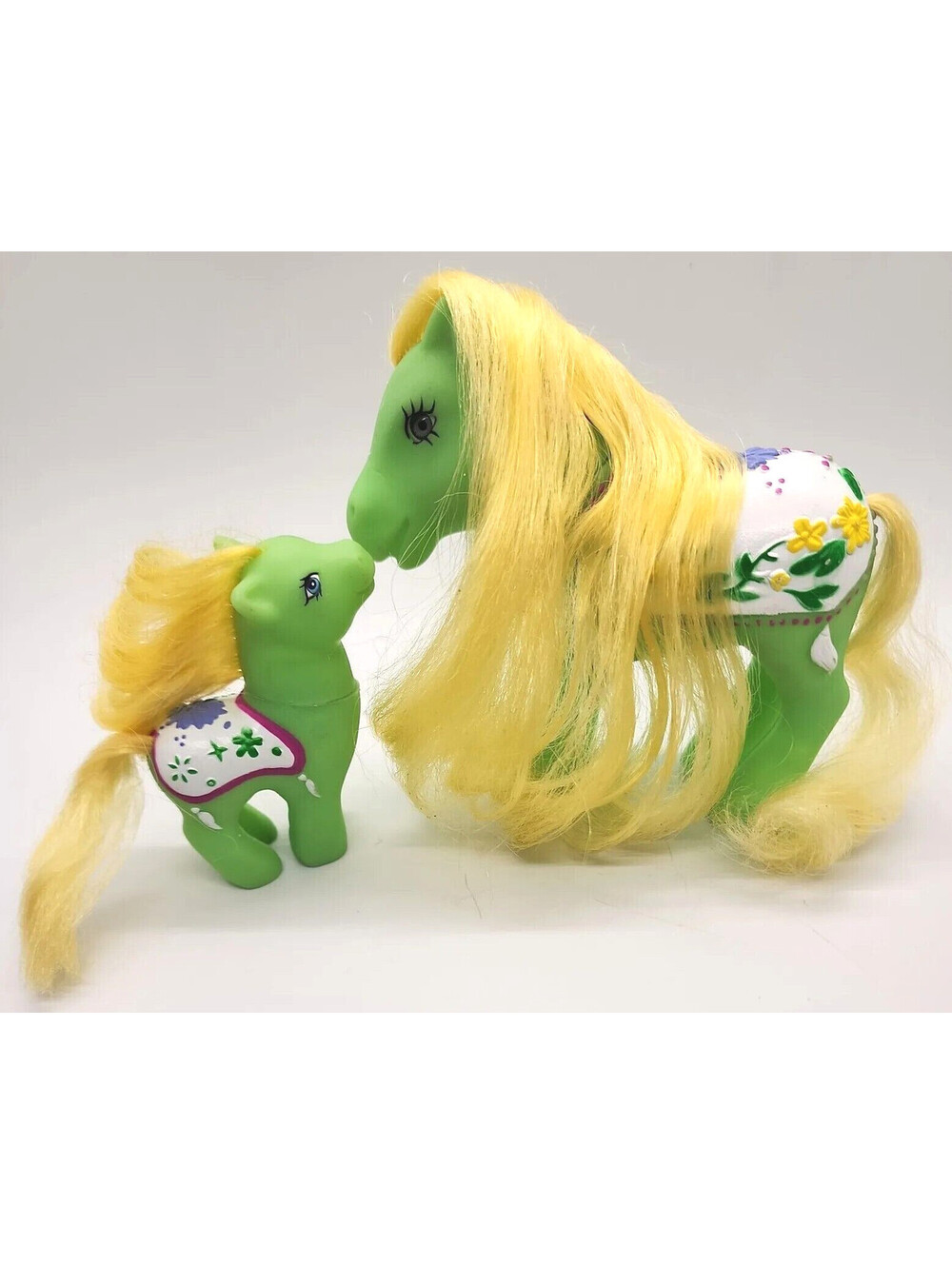 Vintage Pony Flower Merry Go Round Carousel Green Pony and Baby Pony
